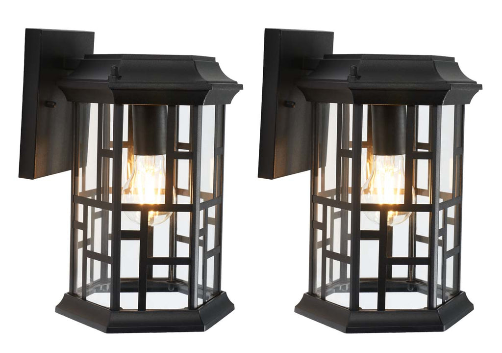 Safavieh Carwen Outdoor Wall Sconce - Black (Set of 2)