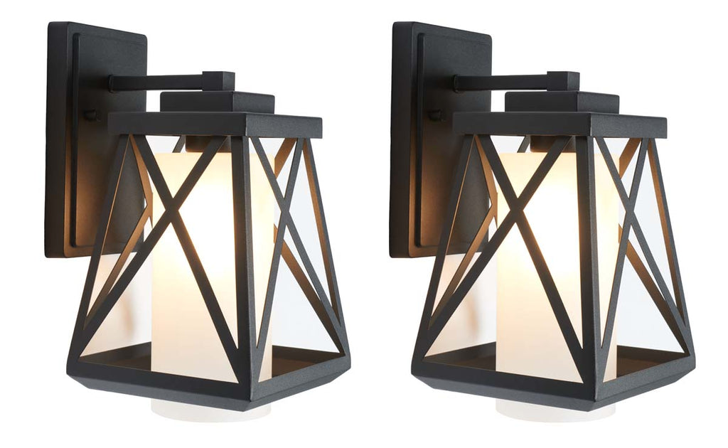 Safavieh Braith Outdoor Wall Sconce - Black (Set of 2)