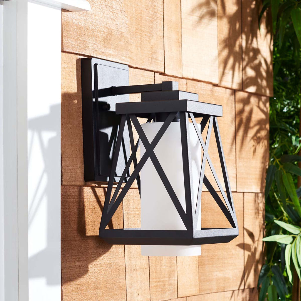 Safavieh Braith Outdoor Wall Sconce - Black (Set of 2)