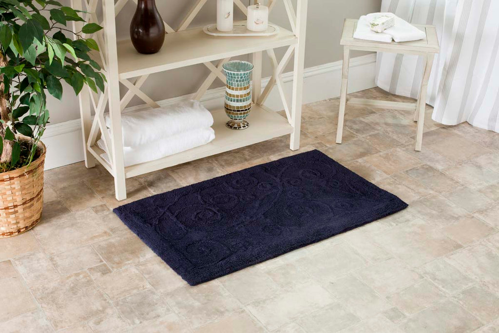 Safavieh Vine Scroll Bathmat  - Navy