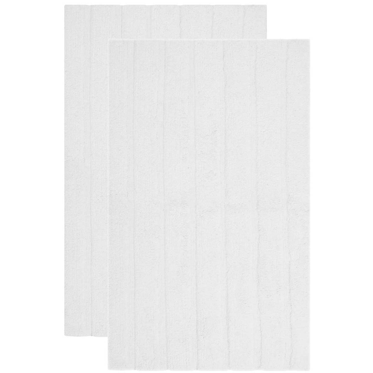 White with Gray Stripe Reversible Bath Mat, 30 in.