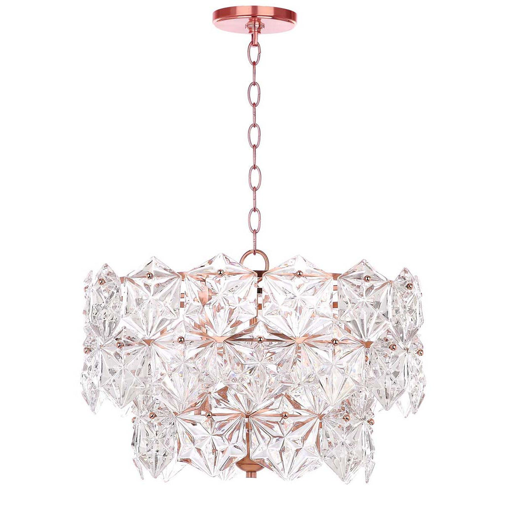 Safavieh Sia 4 Light 19 Inch Dia Adjustable Pendant -Clear/Copper