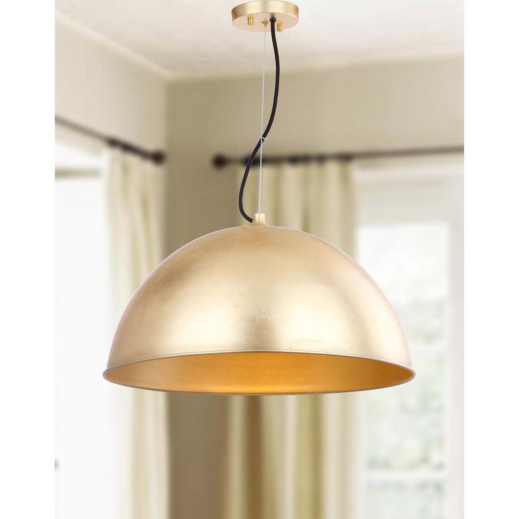 Safavieh Archer Dome 21 Inch Dia Adjustable Pendant-Gold Leaf