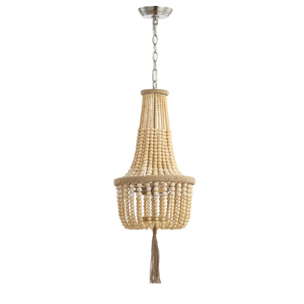 Safavieh Wynne Pendant-Brown Wooden Finish/Brush Nickel