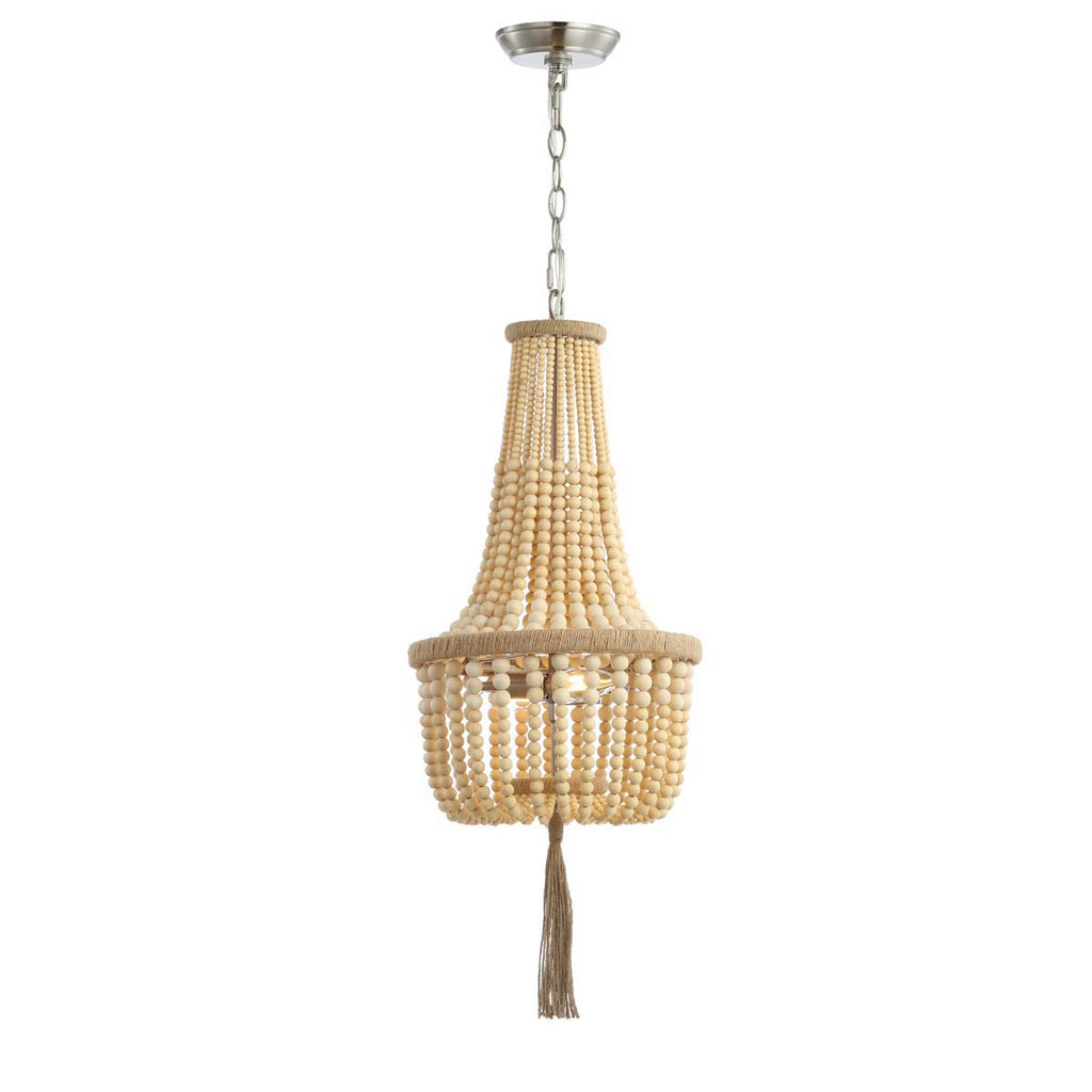 Safavieh Wynne Pendant-Brown Wooden Finish/Brush Nickel