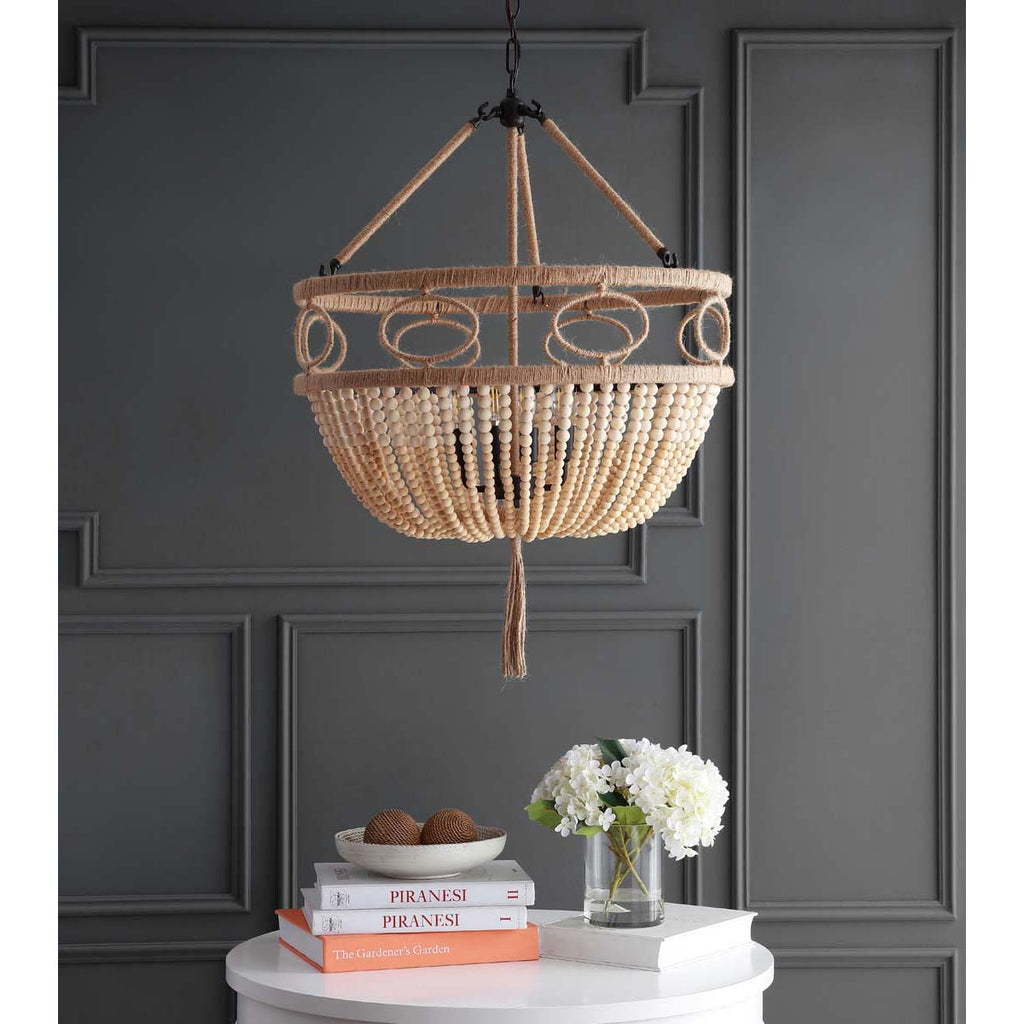 Safavieh Whitley Pendant-Brown Wooden Finish / Dark Grey