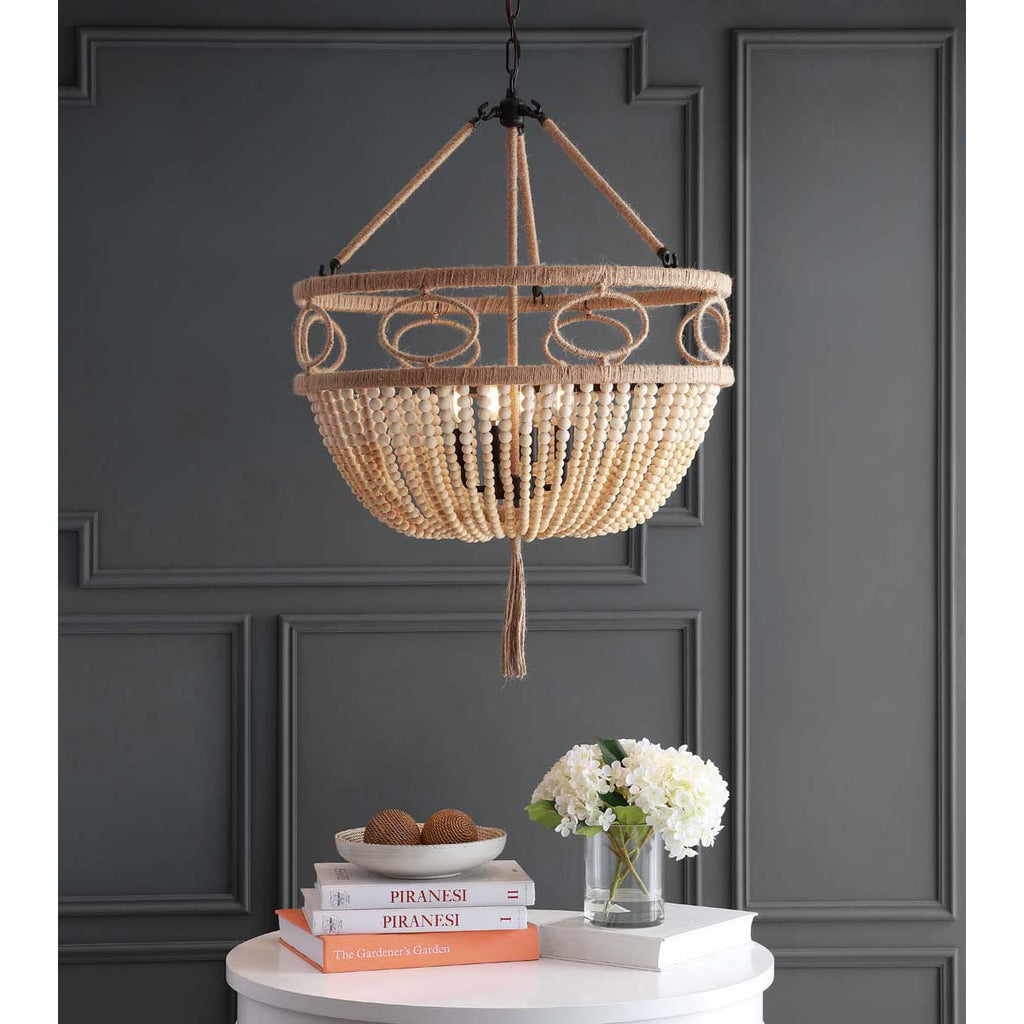 Safavieh Whitley Pendant-Brown Wooden Finish / Dark Grey