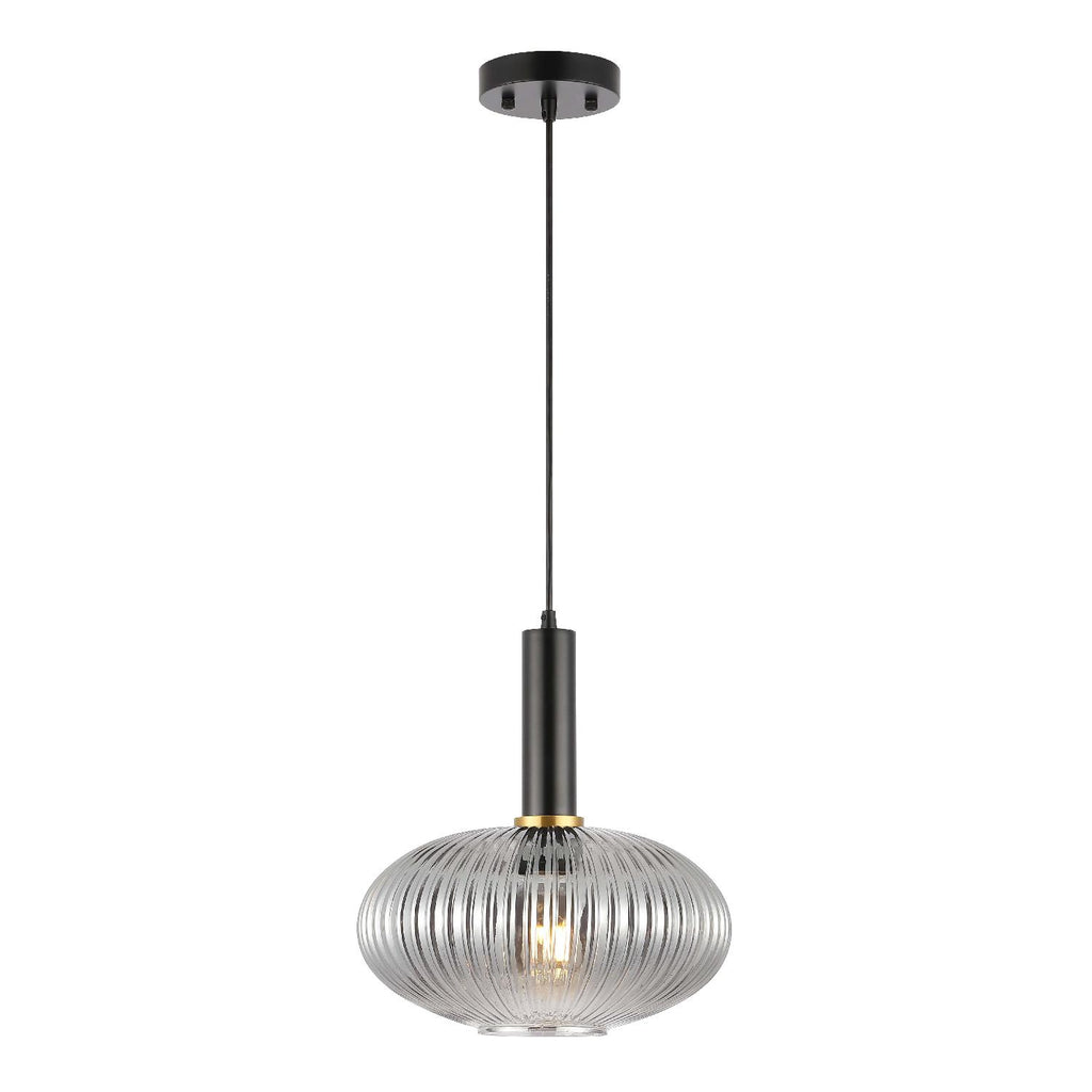 Safavieh Zeon 12 Inch Pendant - Smoke Grey / Black