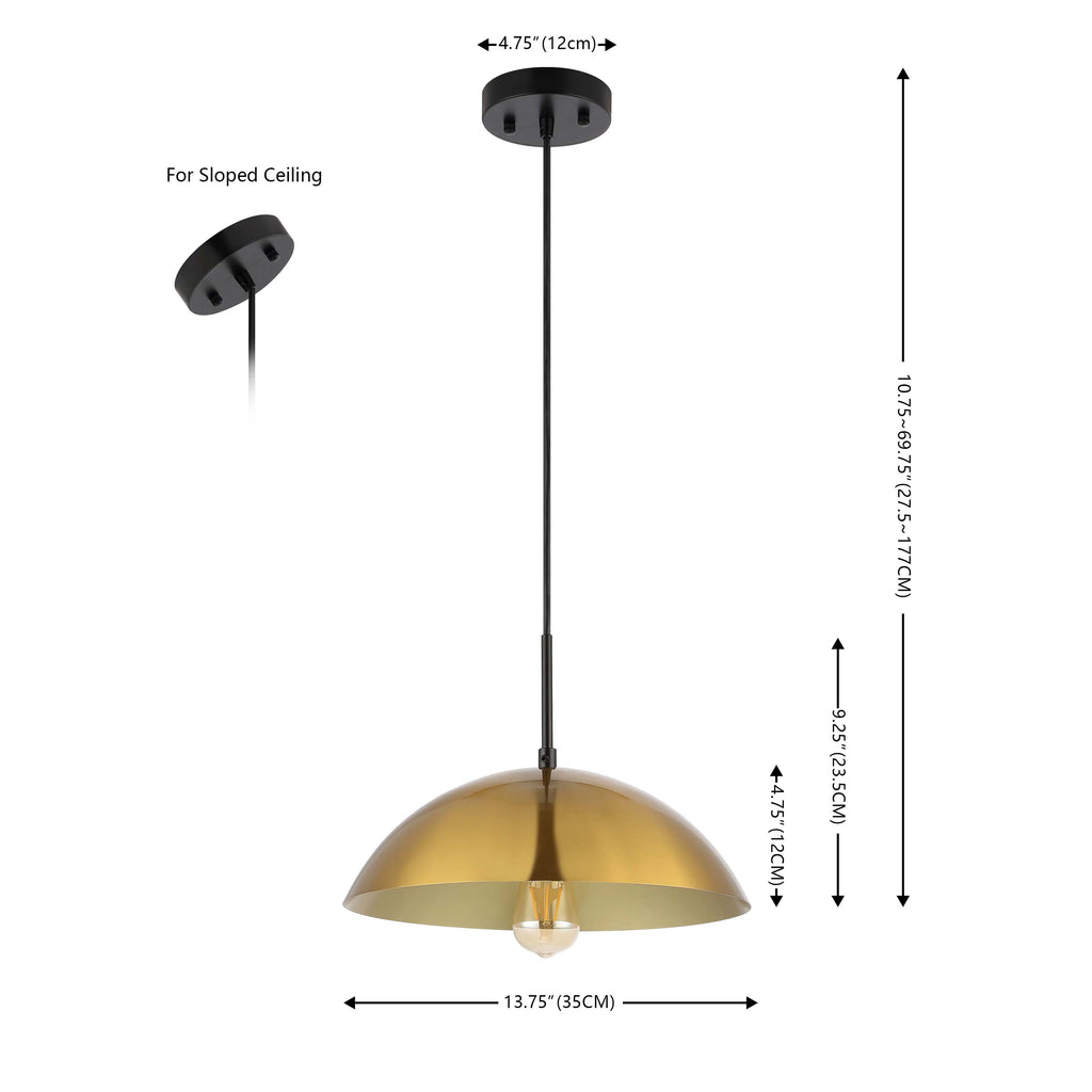 Safavieh Jorden 14 Inch Pendant - Brass / Black