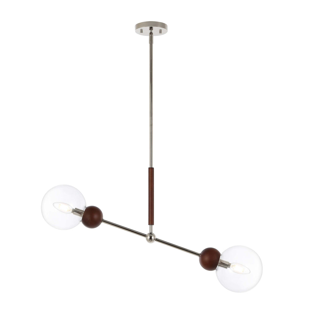 Safavieh Rocky 2 Light Extendable Pendant - Dark Walnut / Nickle