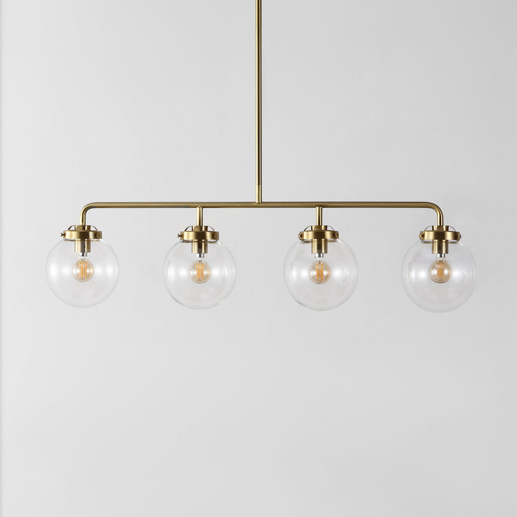 Safavieh Morella 4 Light 33 Inch Metal Pendant - Brass Gold / Clear