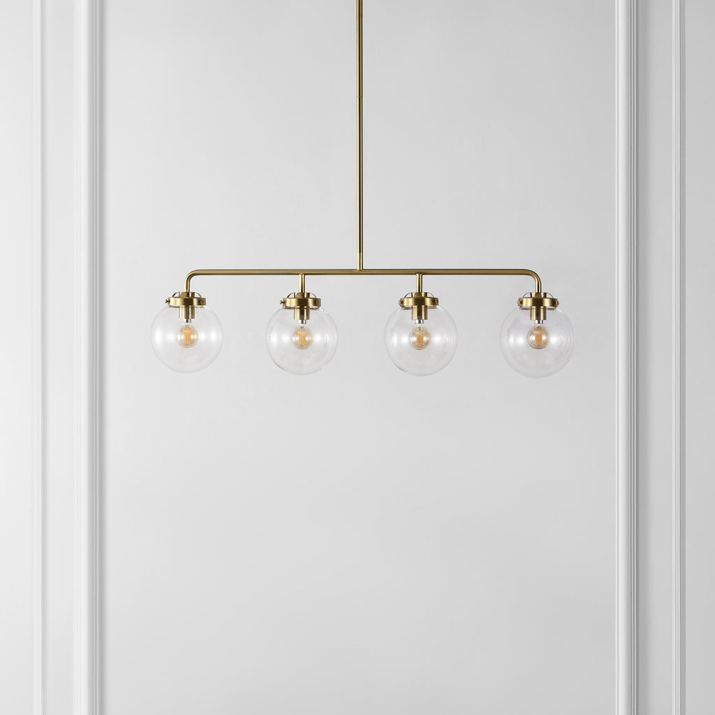 Safavieh Morella 4 Light 33 Inch Metal Pendant - Brass Gold / Clear