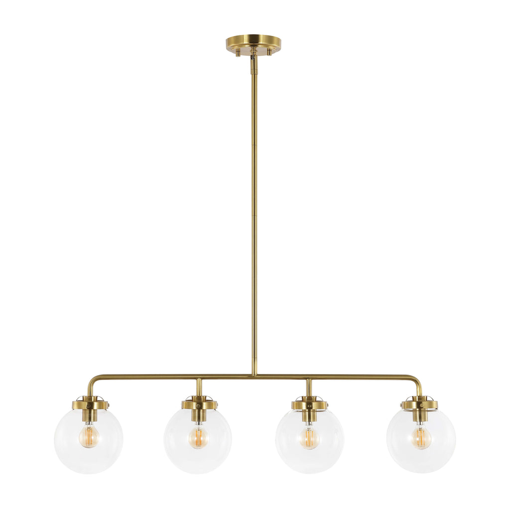 Safavieh Morella 4 Light 33 Inch Metal Pendant - Brass Gold / Clear