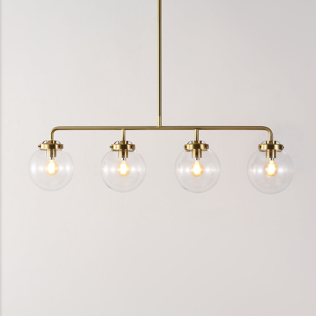 Safavieh Morella 4 Light 33 Inch Metal Pendant - Brass Gold / Clear