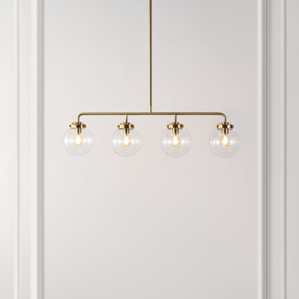 Safavieh Morella 4 Light 33 Inch Metal Pendant - Brass Gold / Clear