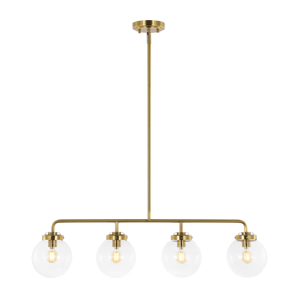 Safavieh Morella 4 Light 33 Inch Metal Pendant - Brass Gold / Clear