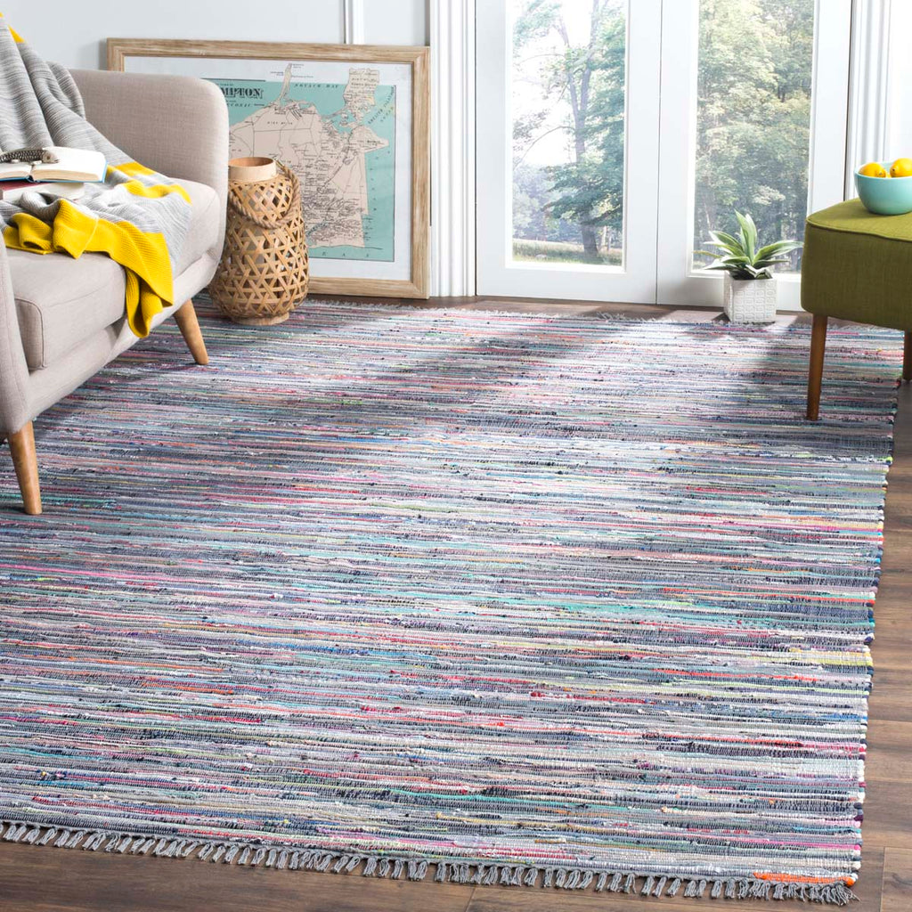 Safavieh Rag Rug Rug Collection RAR121K - Aqua / Multi