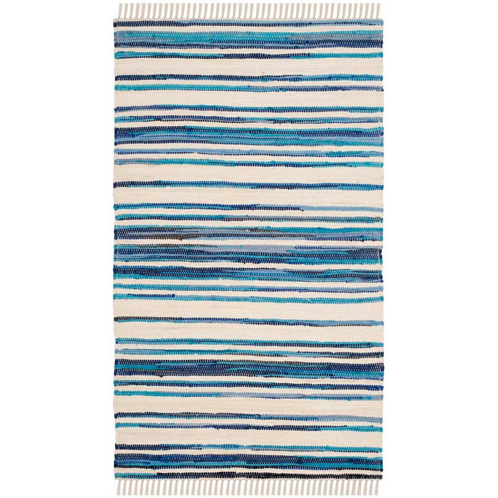 Safavieh Rag Rug Rug Collection RAR126B - Ivory / Blue