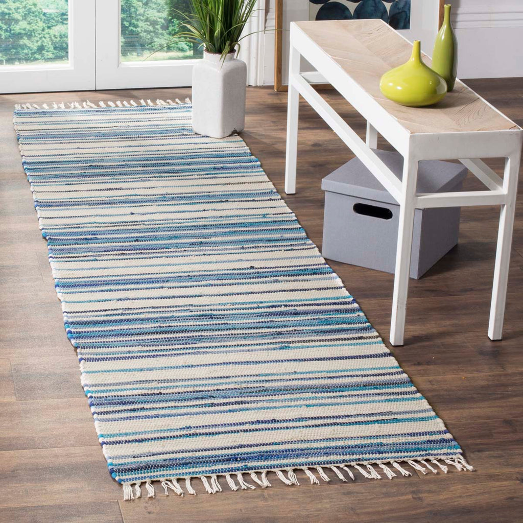 Safavieh Rag Rug Rug Collection RAR126B - Ivory / Blue