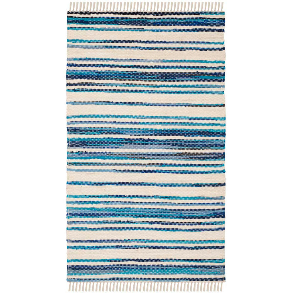 Safavieh Rag Rug Rug Collection RAR126B - Ivory / Blue