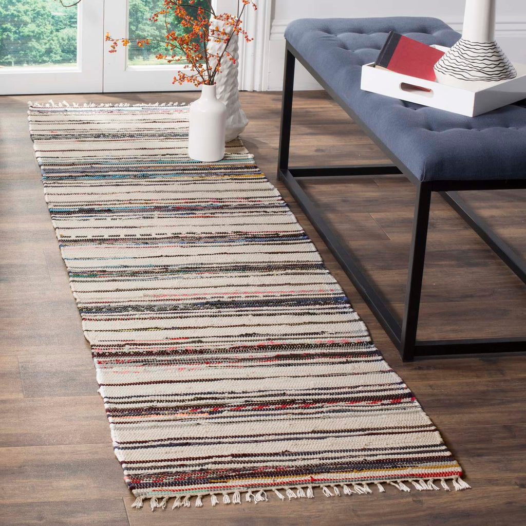 Safavieh Rag Rug Rug Collection RAR126Q - Ivory / Charcoal