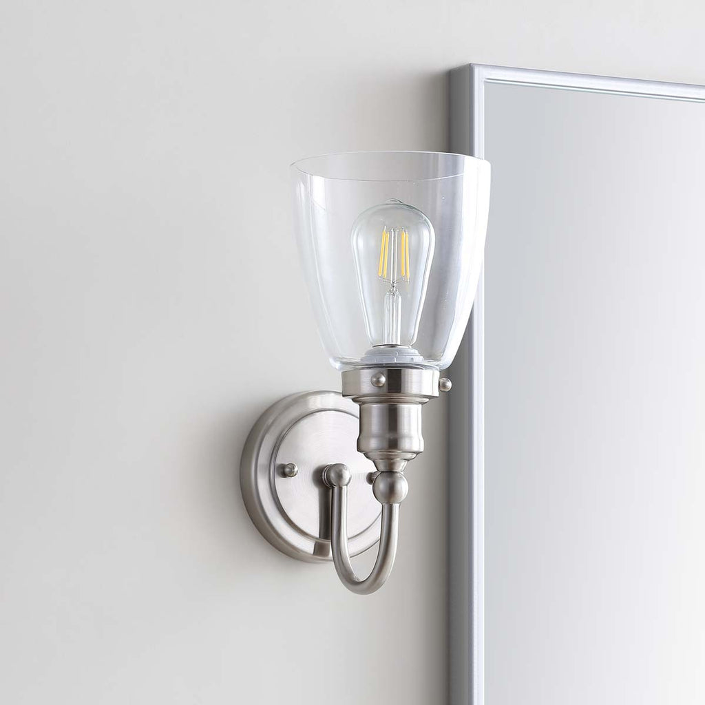 Safavieh Darren Bathroom Sconce-Brush Nickel/Clear