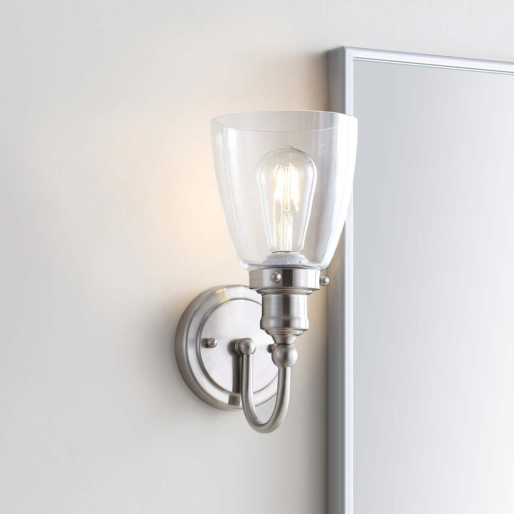 Safavieh Darren Bathroom Sconce-Brush Nickel/Clear