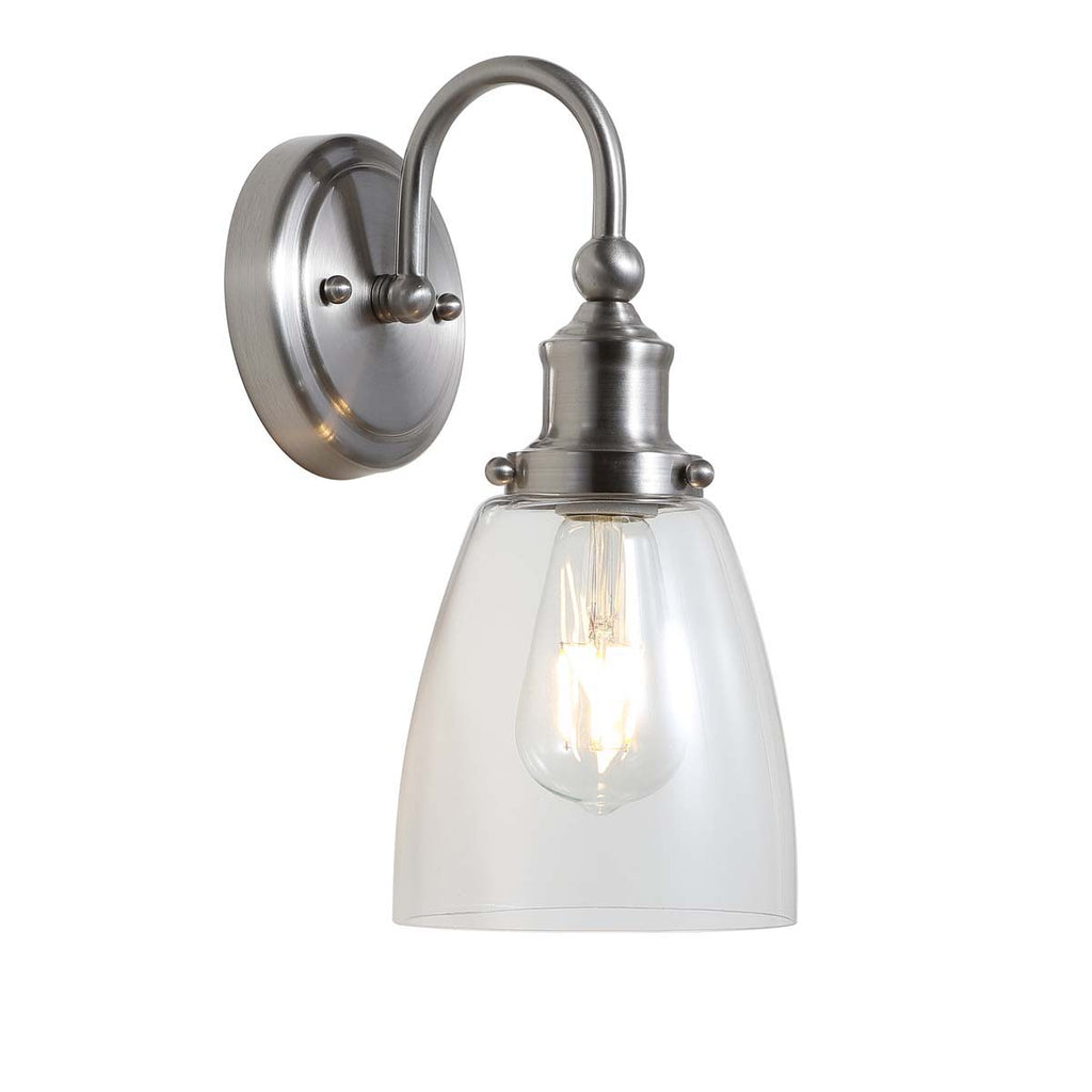 Safavieh Darren Bathroom Sconce-Brush Nickel/Clear