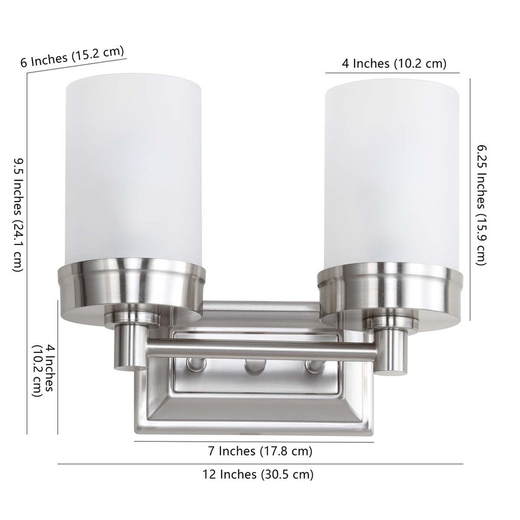 Safavieh Kylan Two Light Bathroom Sconce-Nickel