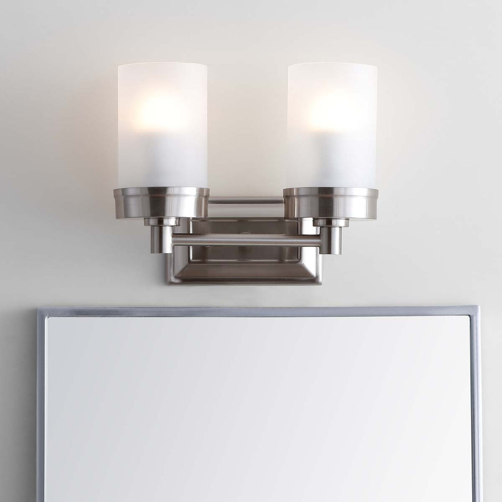 Safavieh Kylan Two Light Bathroom Sconce-Nickel