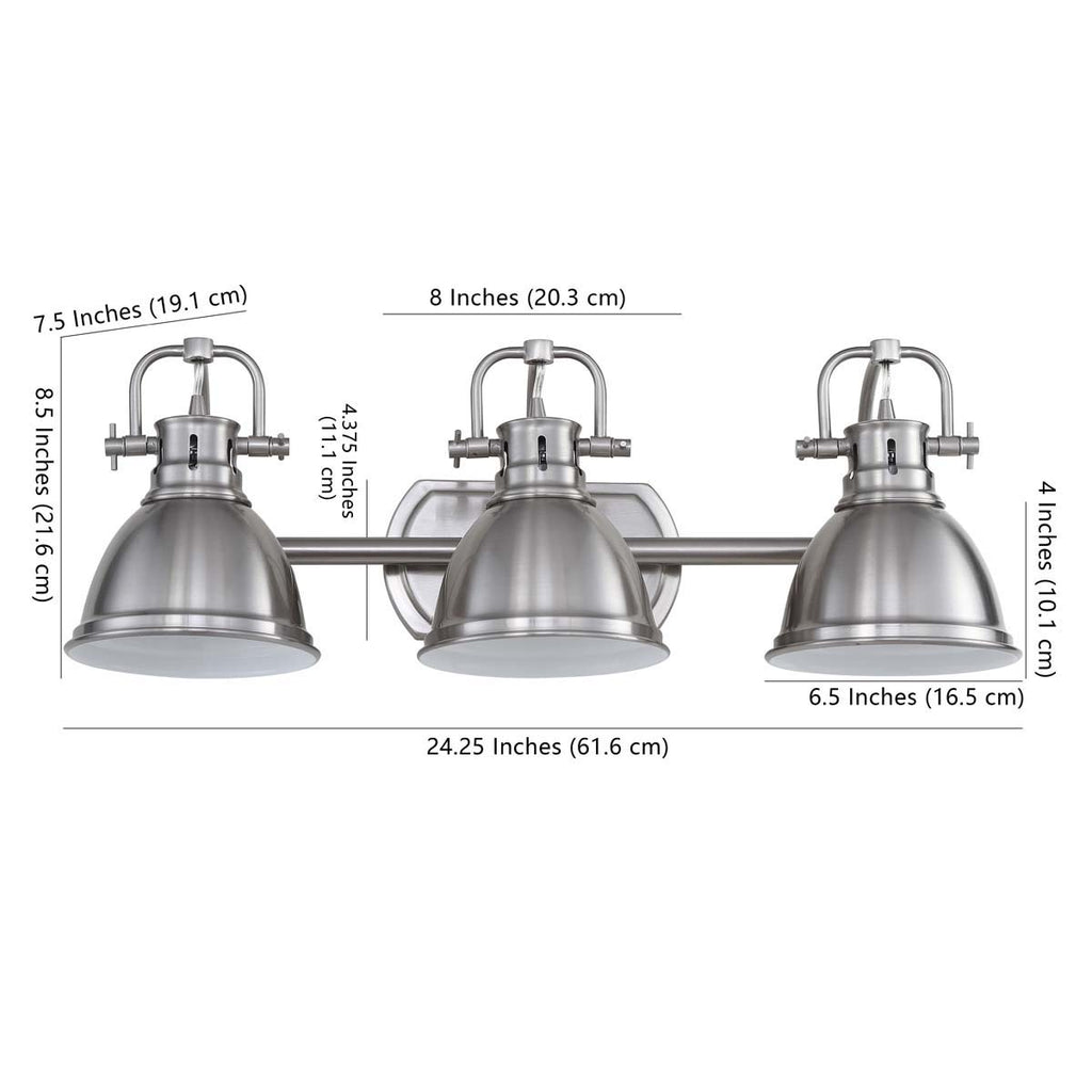 Safavieh Roland Three Light Bathroom Sconce-Brush Nickel