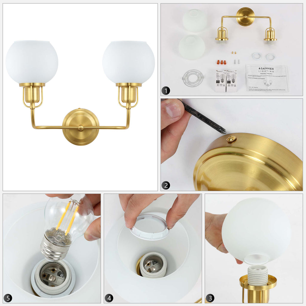 Safavieh Fenris Wall Sconce - Satin Brass/Opal