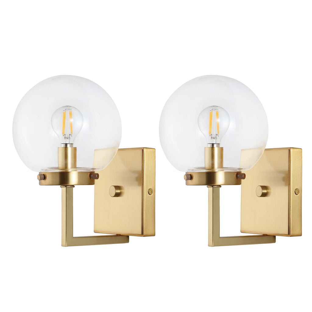 Safavieh Ganon Wall Sconce - Satin Brass/Clear (Set of 2)