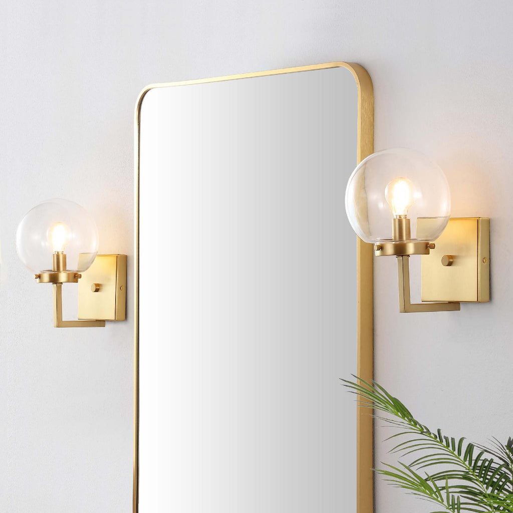 Safavieh Ganon Wall Sconce - Satin Brass/Clear (Set of 2)