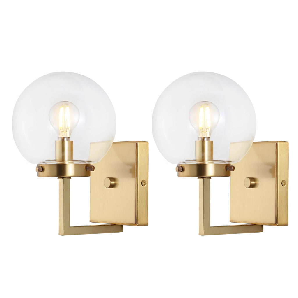 Safavieh Ganon Wall Sconce - Satin Brass/Clear (Set of 2)