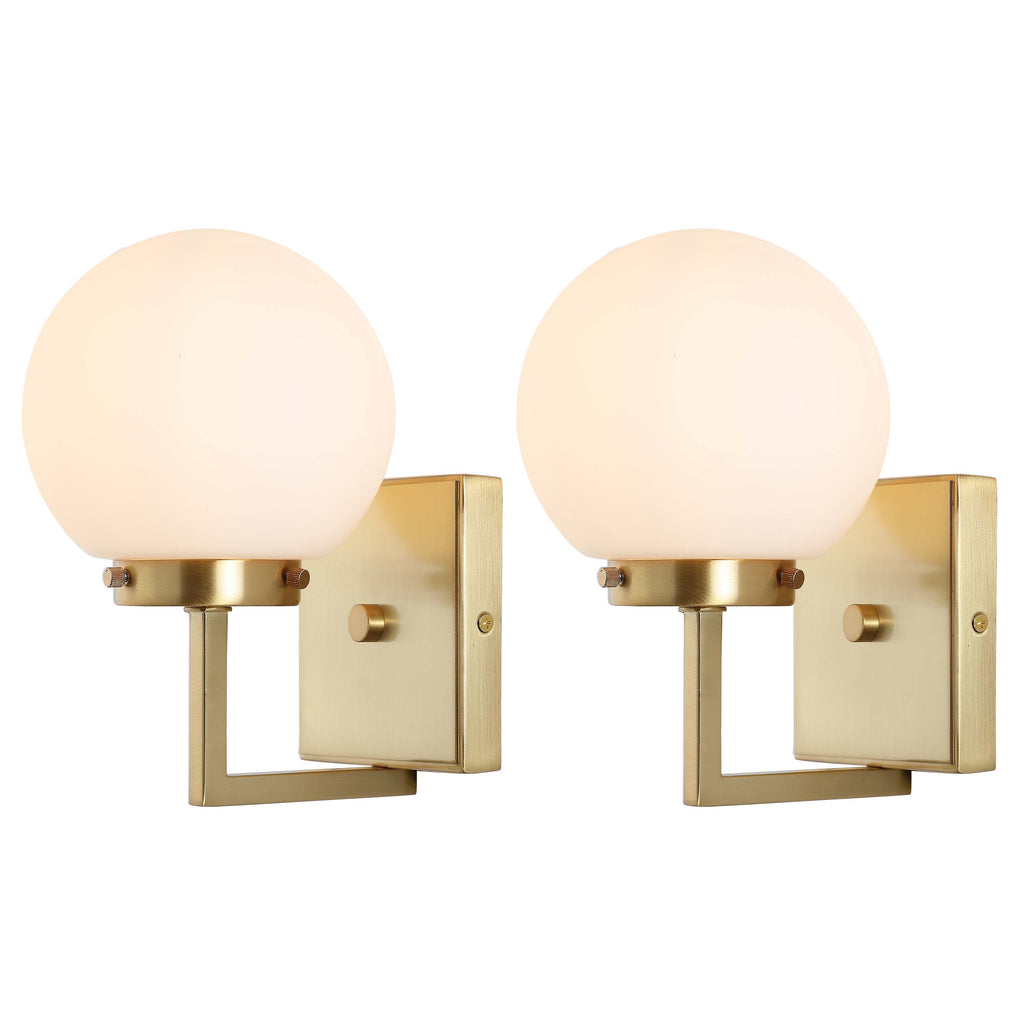 Safavieh Ganon Wall Sconce - Satin Brass/Opal (Set of 2)