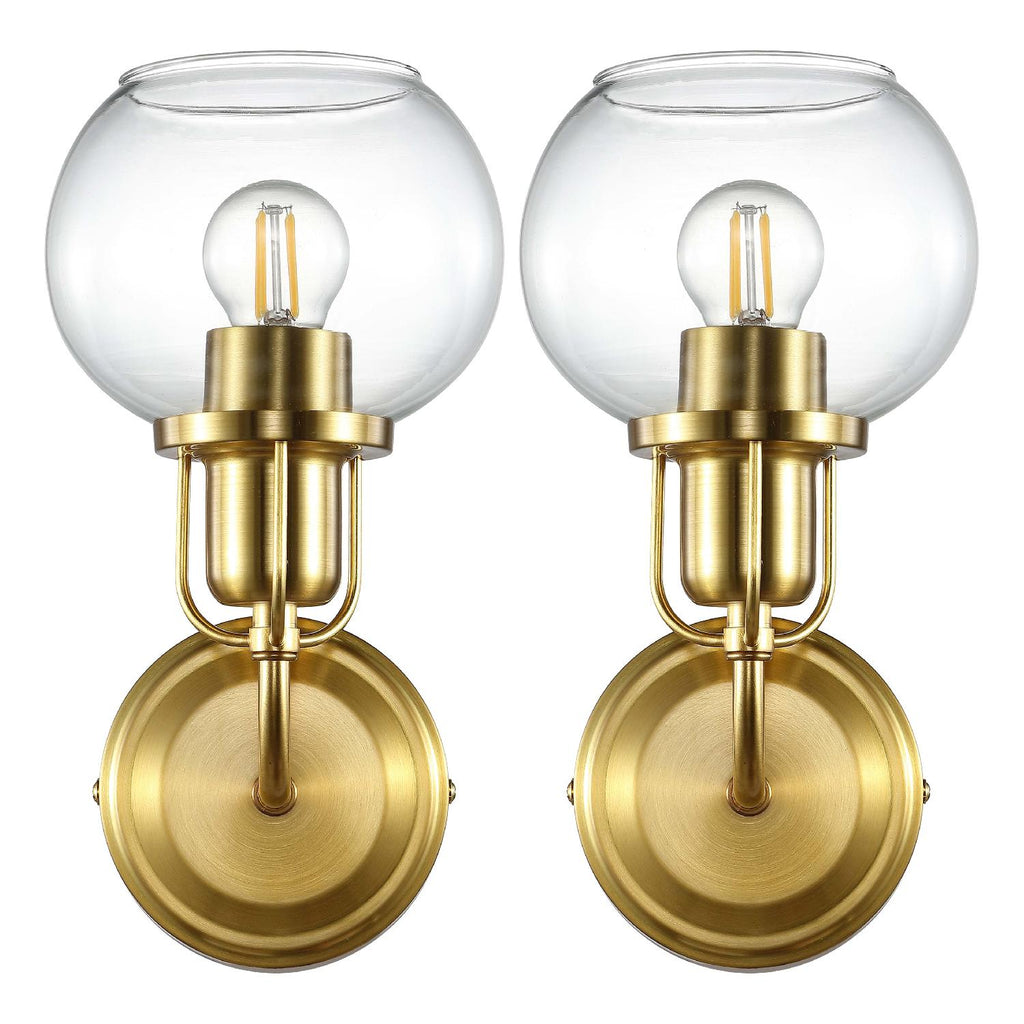 Safavieh Huron Wall Sconce - Satin Brass/Clear (Set of 2)