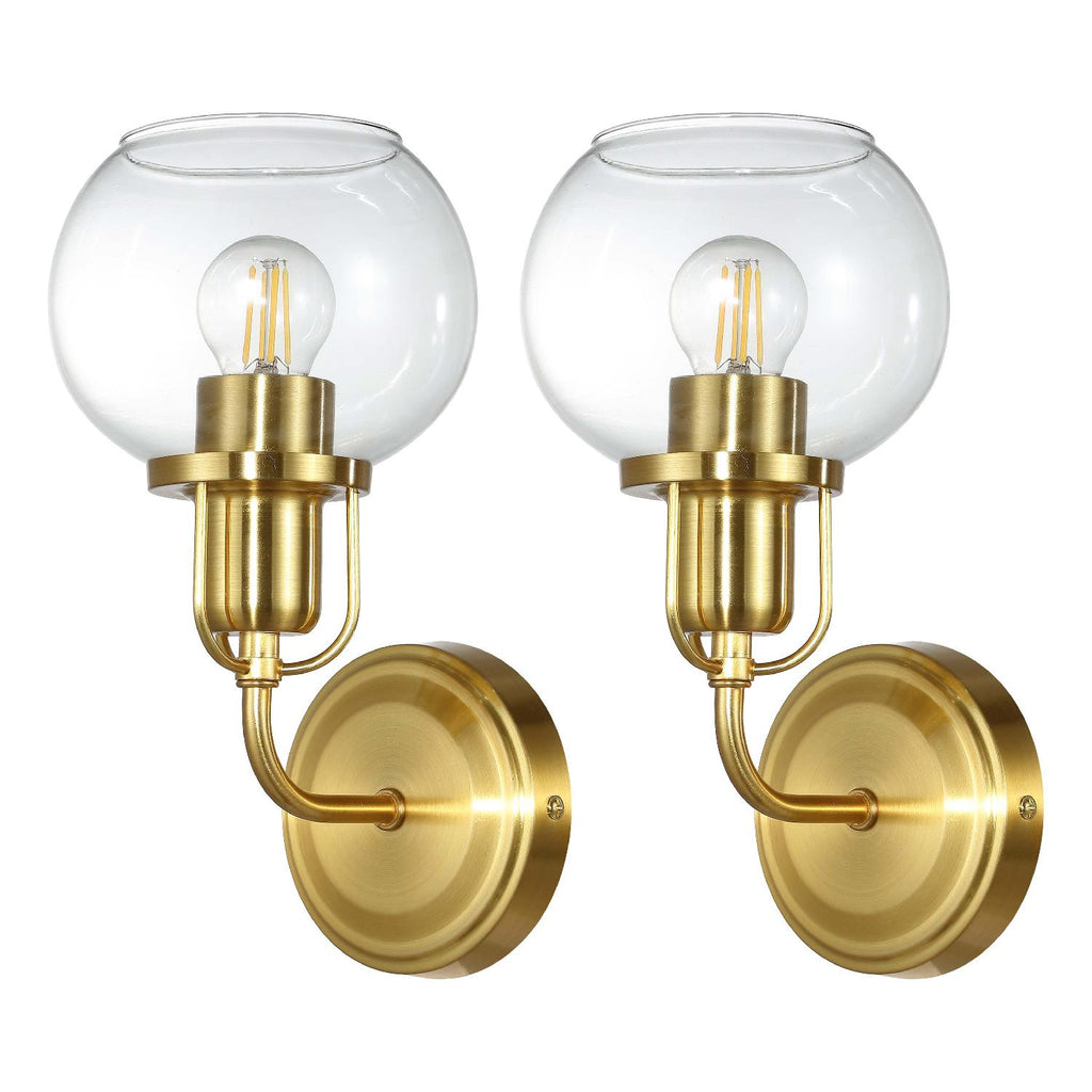 Safavieh Huron Wall Sconce - Satin Brass/Clear (Set of 2)