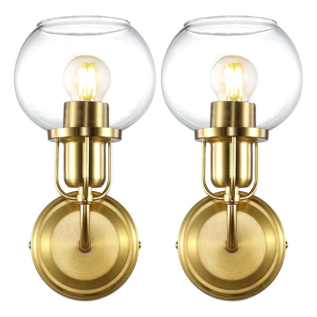 Safavieh Huron Wall Sconce - Satin Brass/Clear (Set of 2)