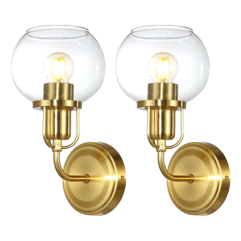 Safavieh Huron Wall Sconce - Satin Brass/Clear (Set of 2)