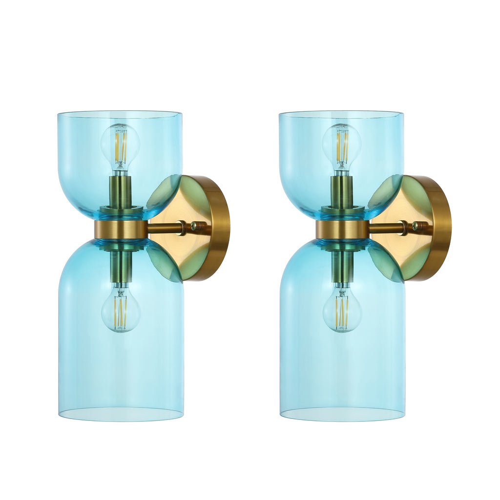 Safavieh Solyn 2Lt 7 Inch Wall Sconce -  Blue / Brass