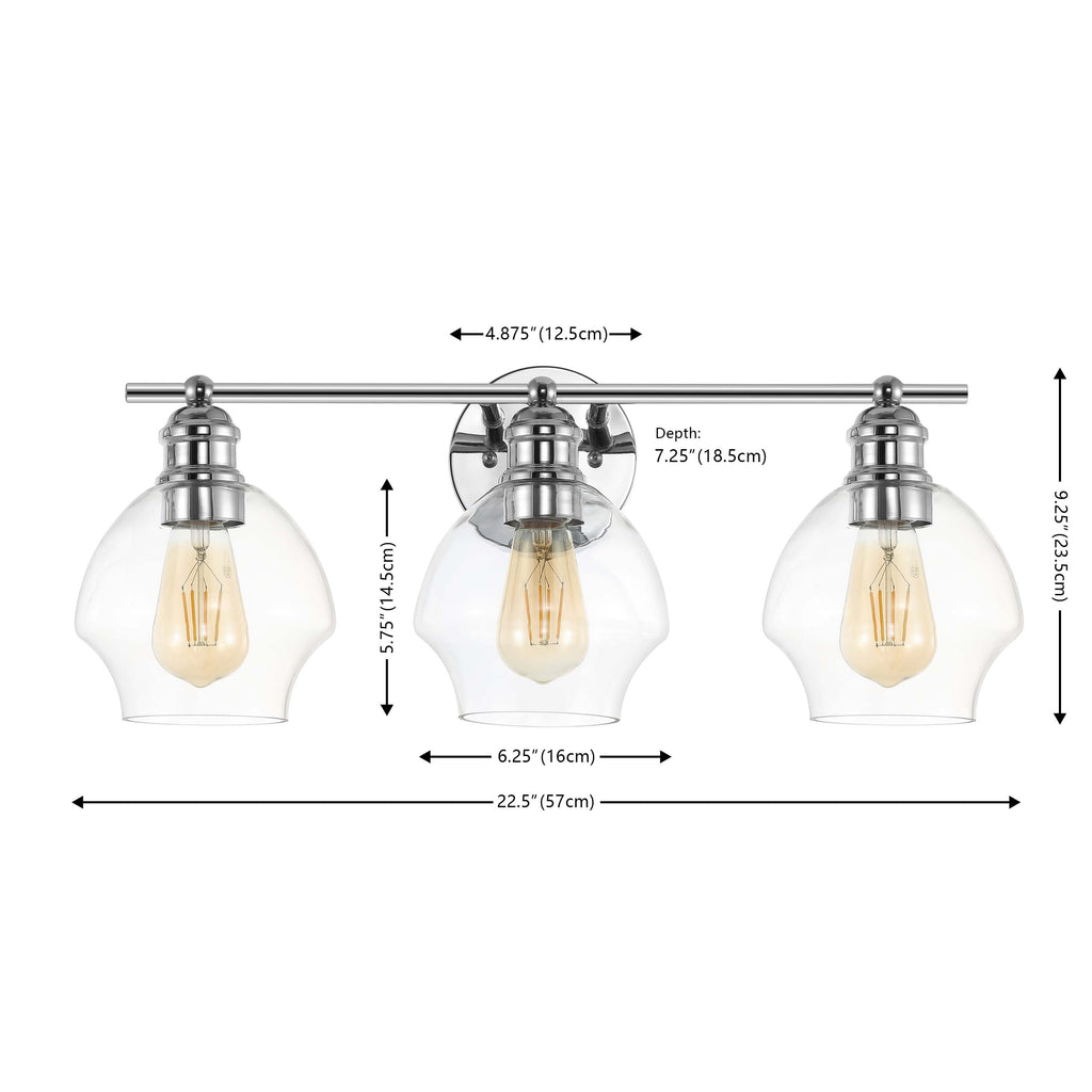 Safavieh Mylsa 3 Light Wall Sconce - Chrome / Clear