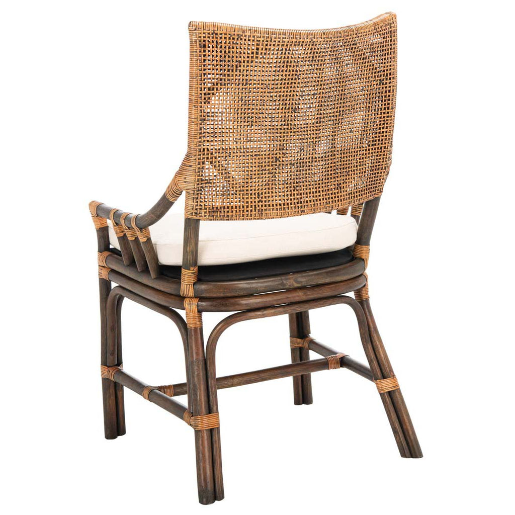 Safavieh Donatella Rattan Chair - Natural Wash /  White Cushion