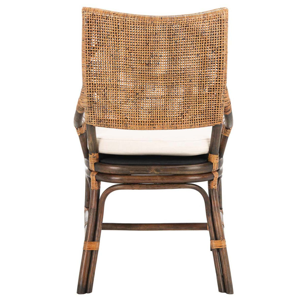 Safavieh Donatella Rattan Chair - Natural Wash /  White Cushion