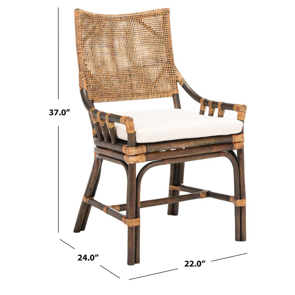 Safavieh Donatella Rattan Chair - Natural Wash /  White Cushion