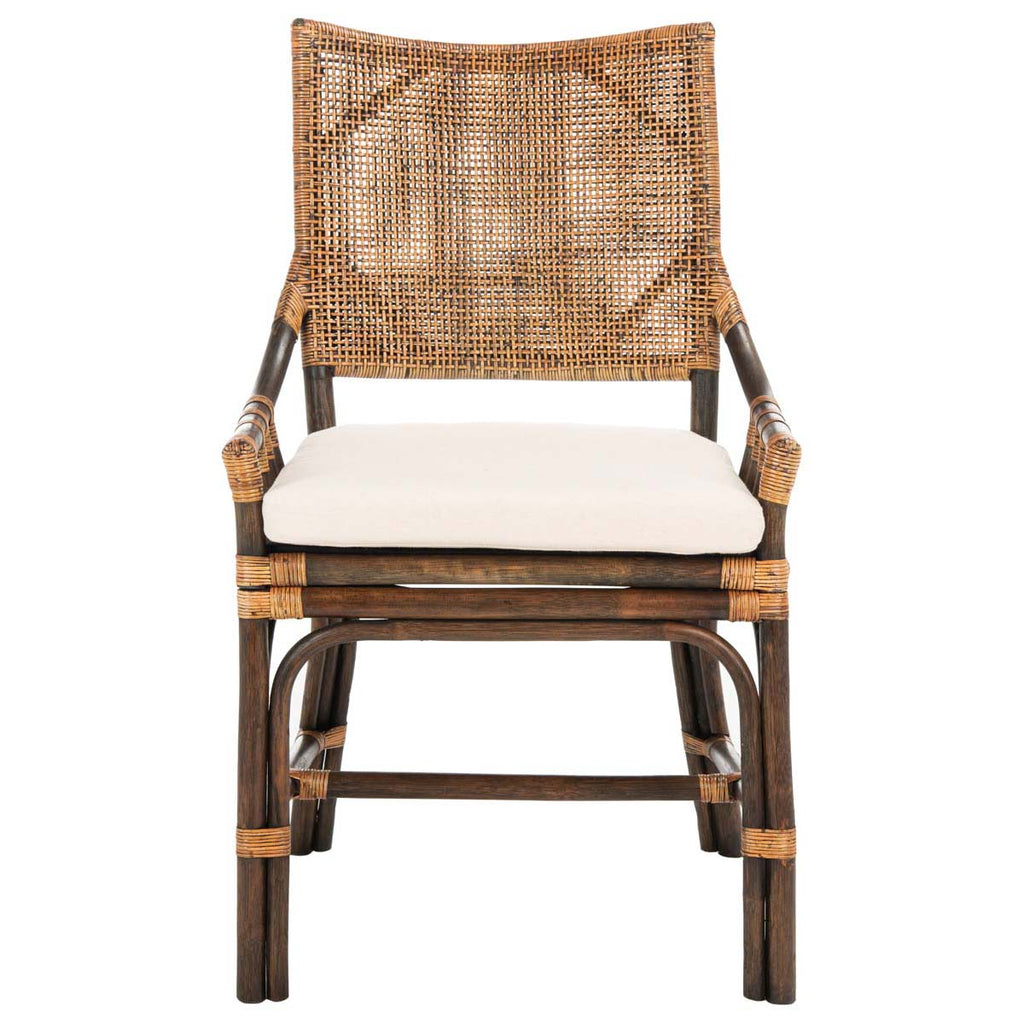 Safavieh Donatella Rattan Chair - Natural Wash /  White Cushion