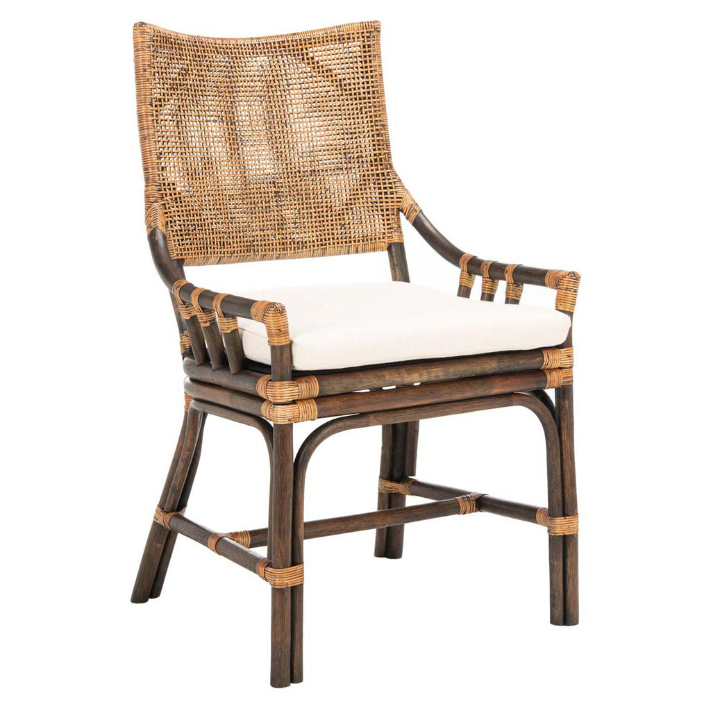 Safavieh Donatella Rattan Chair - Natural Wash /  White Cushion