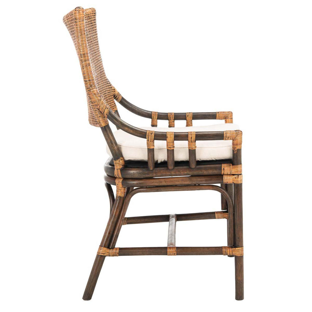 Safavieh Donatella Rattan Chair - Natural Wash /  White Cushion