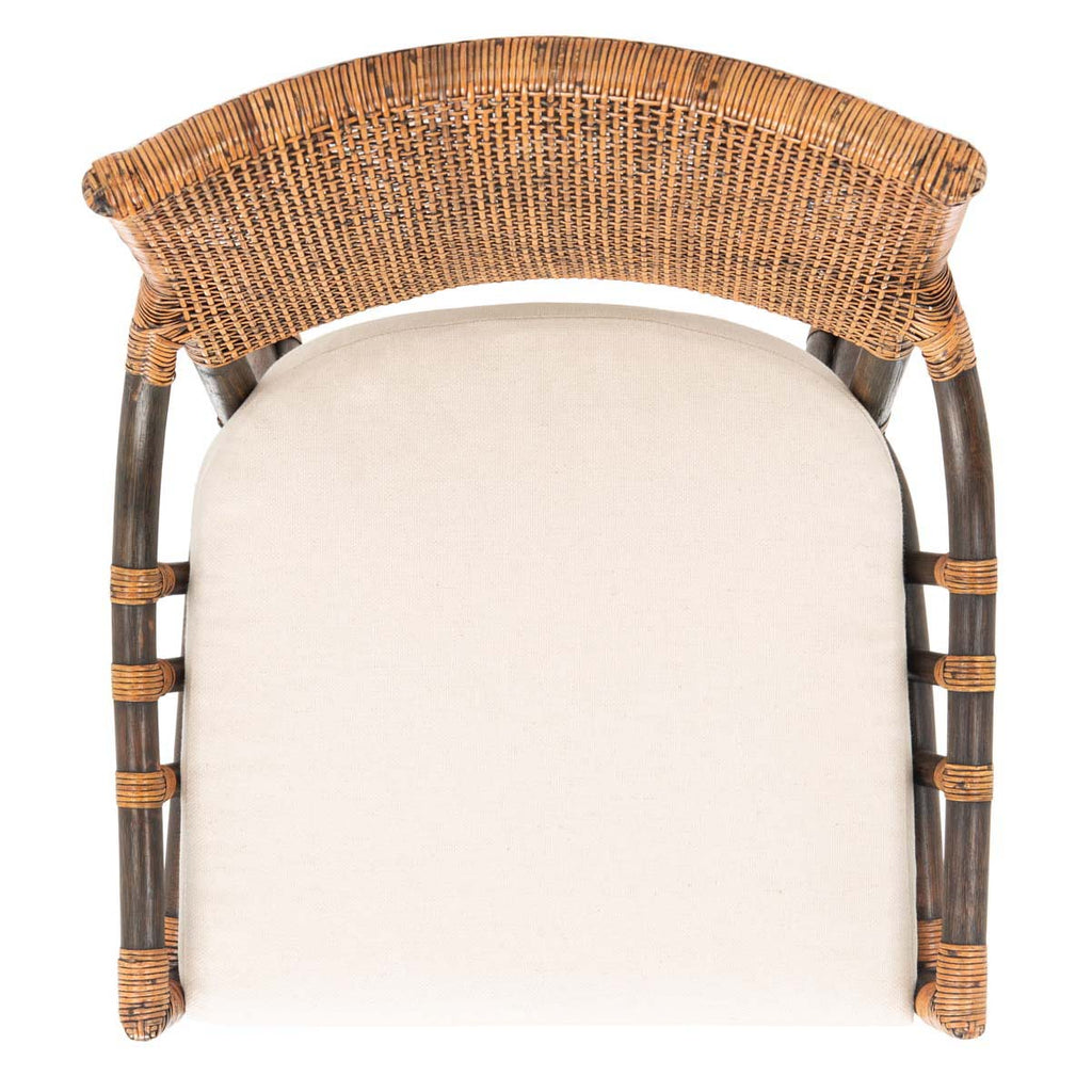 Safavieh Donatella Rattan Chair - Natural Wash /  White Cushion