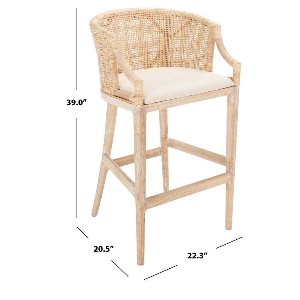 Safavieh Brando Bar Stool - Natural / White Washed